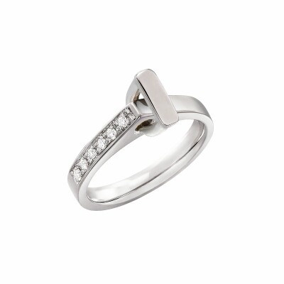 Bague Lilistone l'Originale en or blanc, motif étrier en or blanc 18 carats et diamants blancs