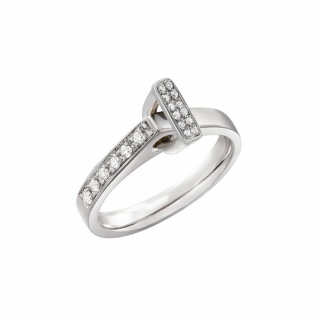 Bague Lilistone l'Originale en or blanc, motif étrier en or blanc 18 carats et diamants blancs sur l'anneau et diamants blancs sur le motif