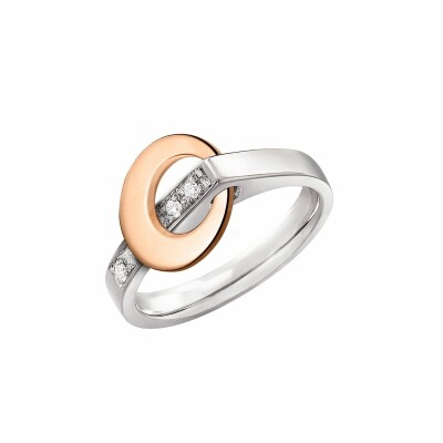 Bague Lilistone l'Originale en or blanc, motif rond en or rose 18 carats et diamants blancs