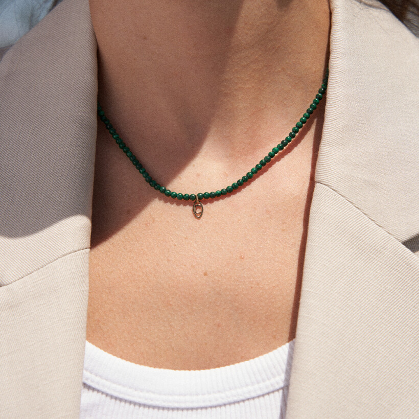 Collier Charlet Origines en or jaune et malachite