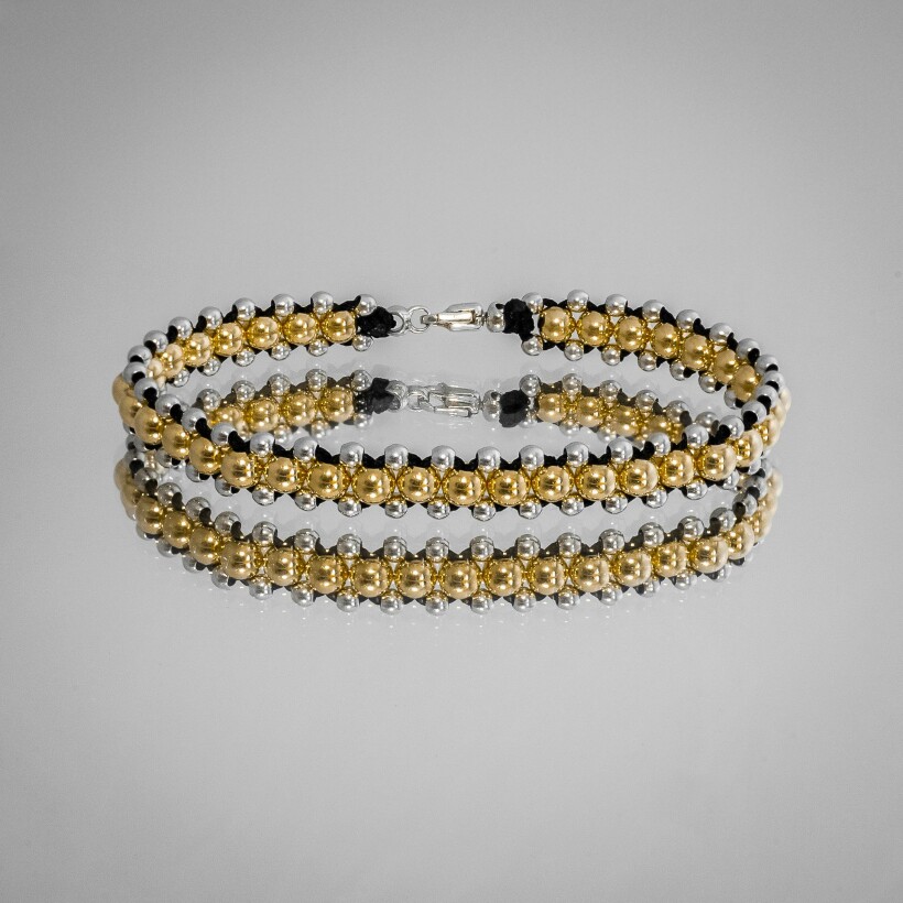 Bracelet HARRICANA en or jaune et argent rhodié, grand modèle