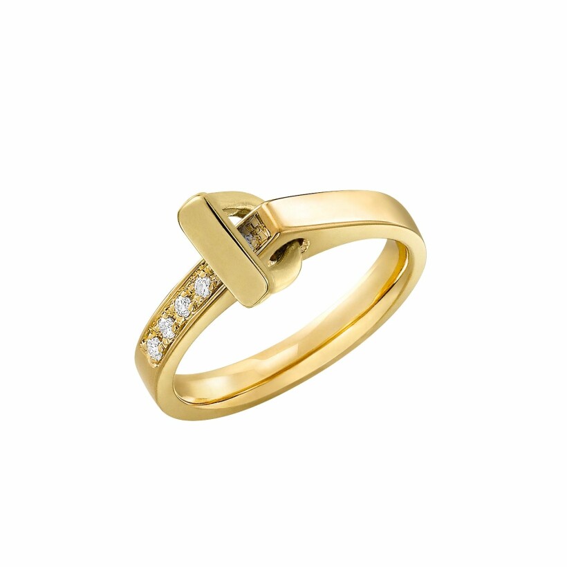 Bague Lilistone l'Originale en or jaune, motif étrier en or jaune 18 carats et diamants blancs