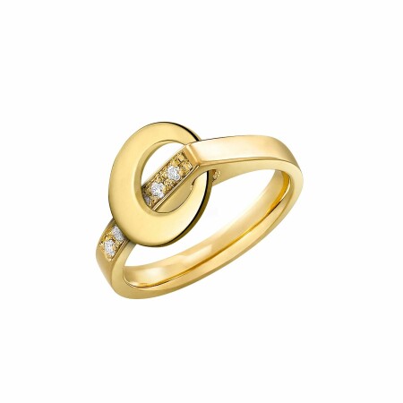 Bague Lilistone l'Originale en or jaune, motif rond en or jaune 18 carats et diamants blancs