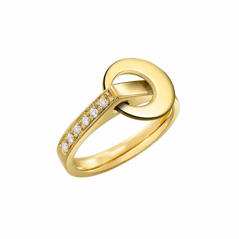 Bague Lilistone l'Originale en or jaune, motif rond en or jaune 18 carats et diamants blancs