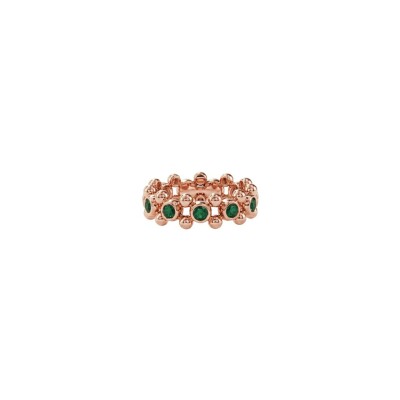 Bague HARRICANA IRIKI sertis clos en or rose et émeraudes