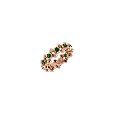 Bague HARRICANA IRIKI sertis clos en or rose et émeraudes