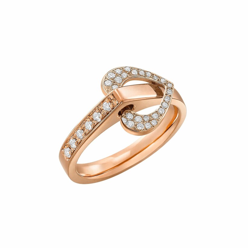 Bague Lilistone l'Originale en or rose, motif coeur en or rose 18 carats et diamants blancs sur l'anneau et diamants blancs sur le motif