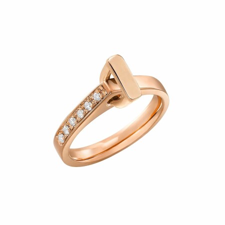 Bague Lilistone l'Originale en or rose, motif étrier en or rose 18 carats et diamants blancs