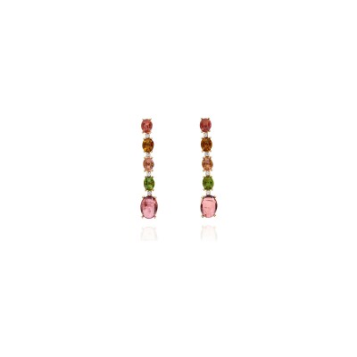Boucles d'oreilles Nanis Dancing Tourmalines en or jaune, diamants et tourmaline
