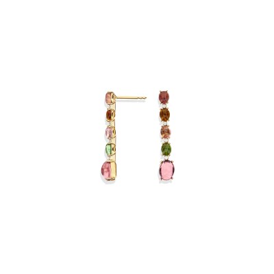 Boucles d'oreilles Nanis Dancing Tourmalines en or jaune, diamants et tourmaline