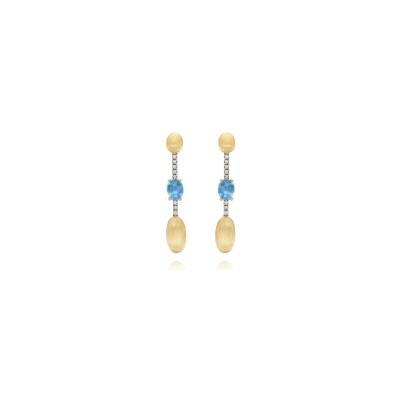 Boucles d'oreilles Nanis Dancing Azure en or jaune, diamants et topaze Bleu London