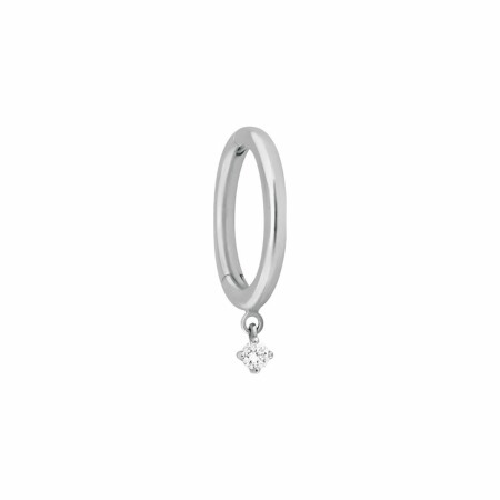 Boucles d'oreilles créoles Vanrycke Stardust en or blanc et 1 diamant, taille S