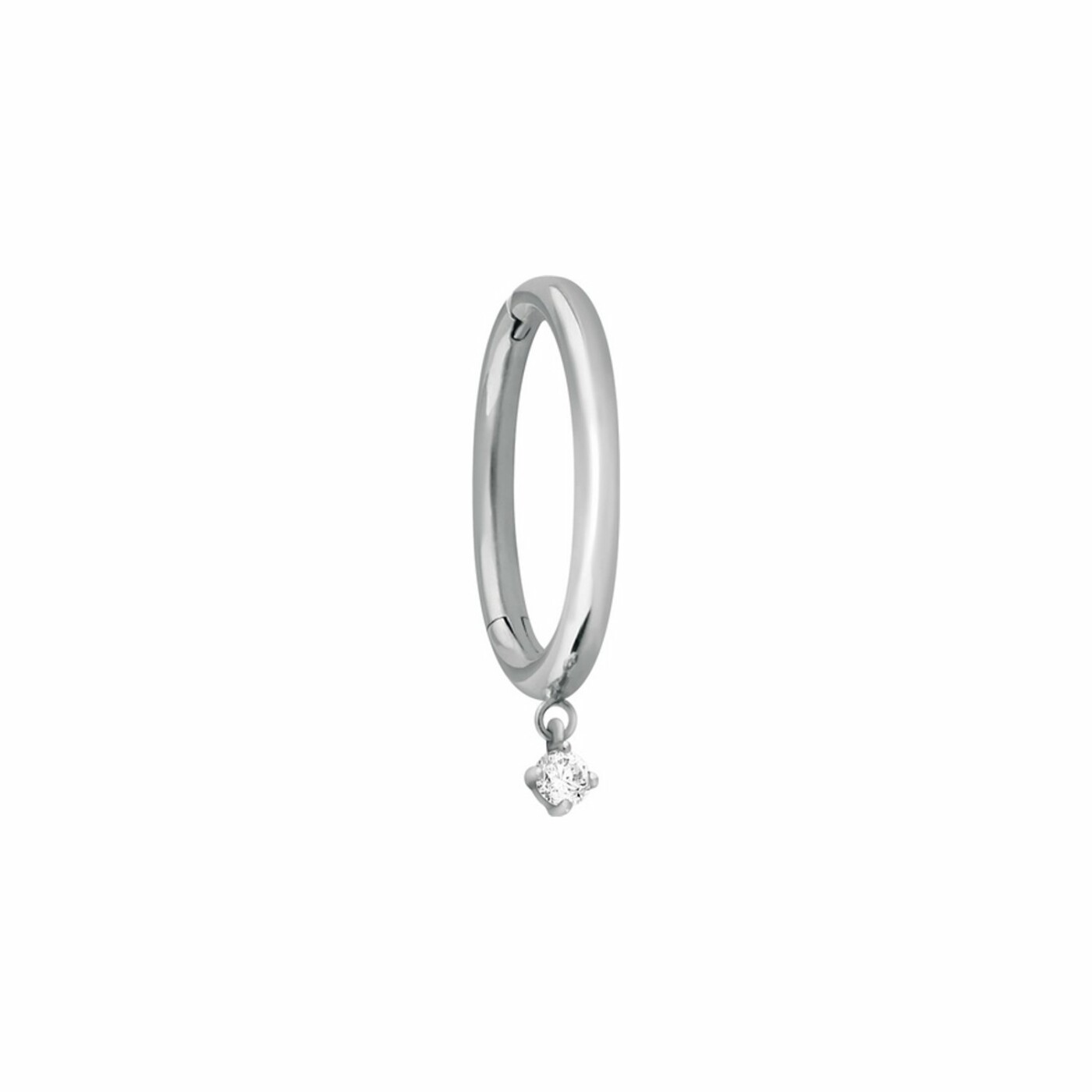 Mono boucle d'oreille créole Vanrycke Stardust en or blanc et 1 diamant, taille M