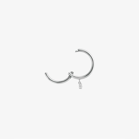 Mono boucle d'oreille créole Vanrycke Stardust en or blanc et 1 diamant, taille M