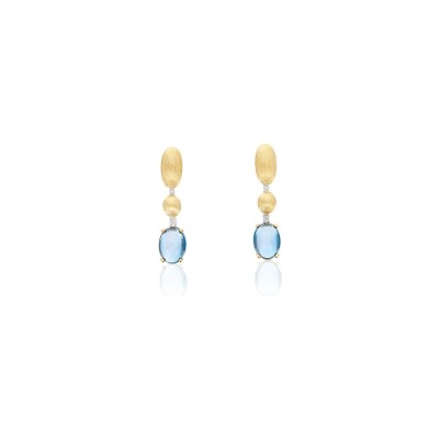 Boucles d'oreilles Nanis Dancing Azure en or jaune, diamants et topaze Bleu London
