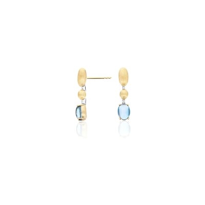 Boucles d'oreilles Nanis Dancing Azure en or jaune, diamants et topaze Bleu London