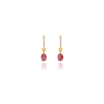 Boucles d'oreilles Nanis Dancing Tourmalines en or jaune, diamants et tourmaline