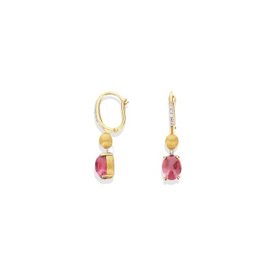 Boucles d'oreilles Nanis Dancing Tourmalines en or jaune, diamants et tourmaline