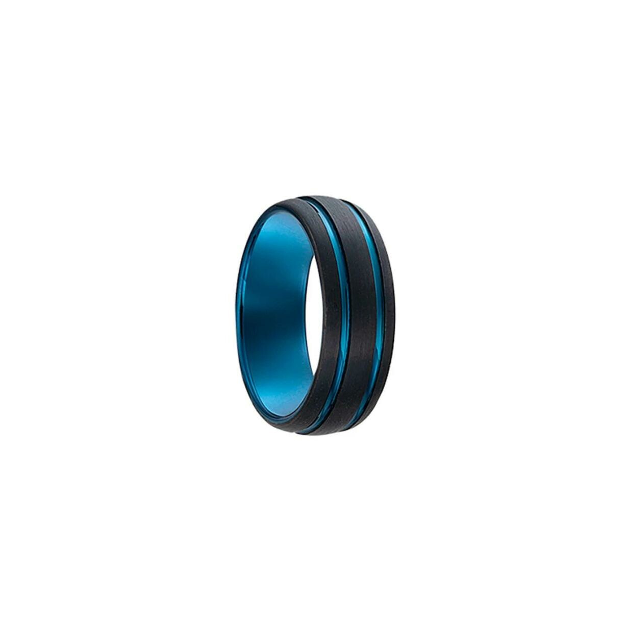 Bague Jourdan Bijoux Vesta en acier PVD bleu et noir