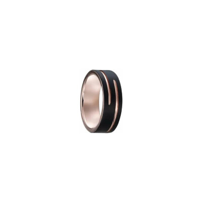 Bague Jourdan Bijoux Vesta en acier PVD noir, plaqué or rose