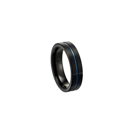 Bague Jourdan Bijoux Metal Bada en acier, pvd noir/bleu et tungstène