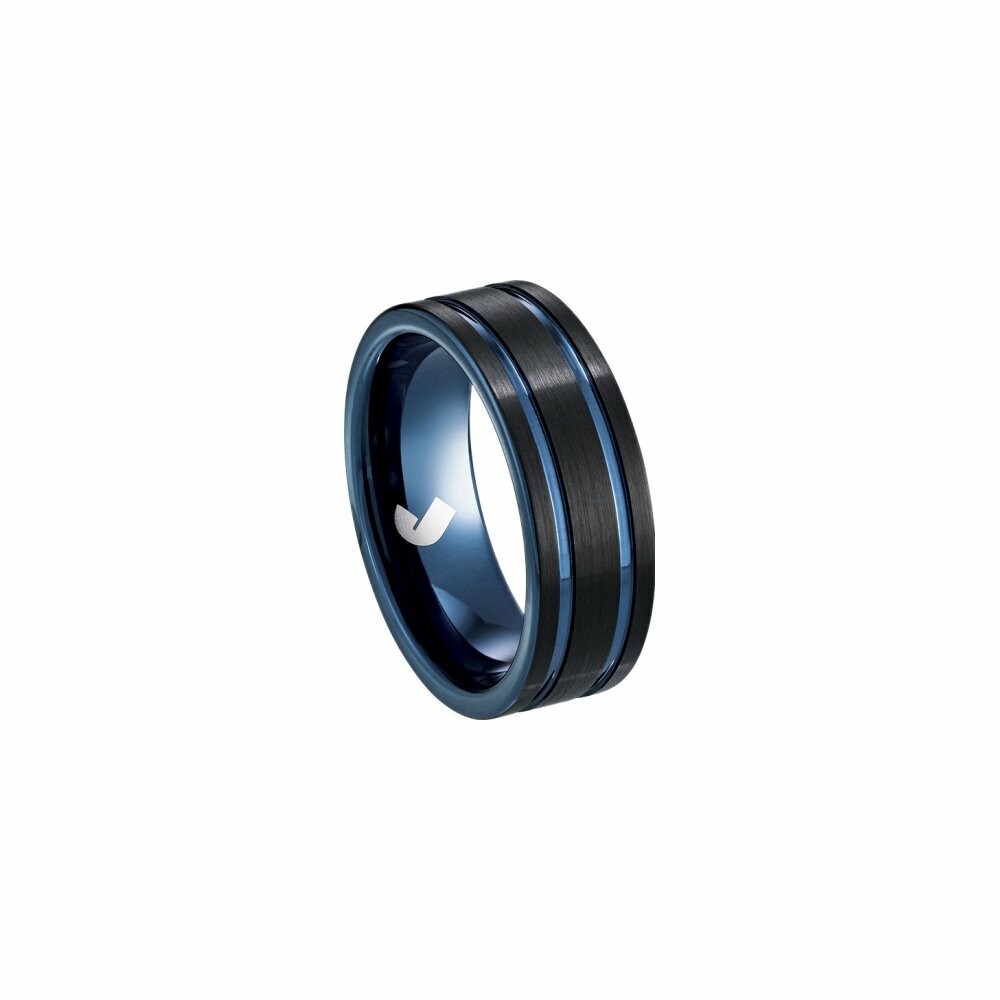 Bague Jourdan Bijoux Bada en tungstene noir et bleu