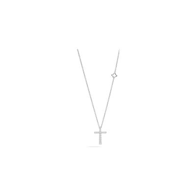 Pendentif croix Recarlo Anniversary en or blanc et diamant 0.3ct, 45cm