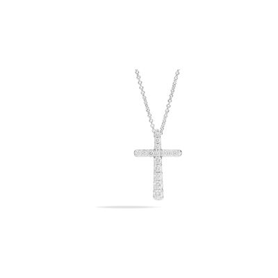 Pendentif croix Recarlo Anniversary en or blanc et diamant 0.3ct, 45cm