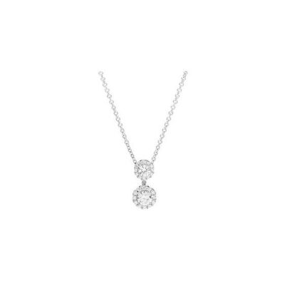 Pendentif Recarlo Anniversary Halo en or blanc et diamant 0.38ct, 45cm