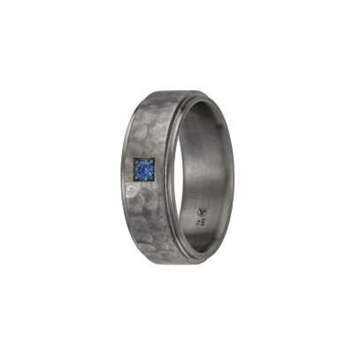 Bague L'Atelier du Tantale Stradale Speed Royale 7.5mm en tantale et diamant bleu