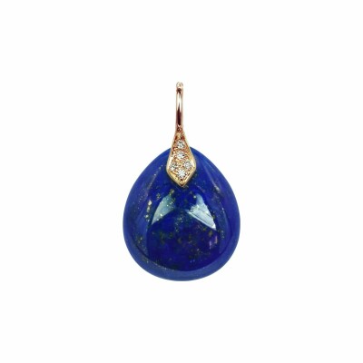 Pendentif Isabelle Langlois Talisman en or rose et lapis, diamants