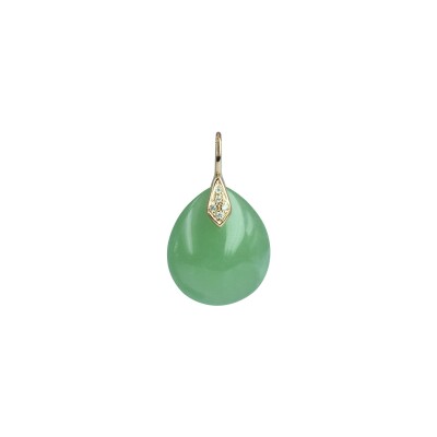 Pendentif Isabelle Langlois Talisman en or rose, aventurine verte et diamant