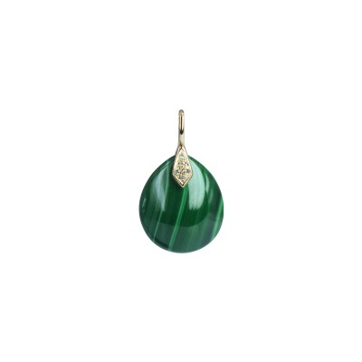 Pendentif Isabelle Langlois Talisman en or rose, malachite et diamant