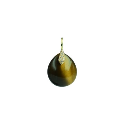 Pendentif Isabelle Langlois en or jaune, oeil de tigre et diamants