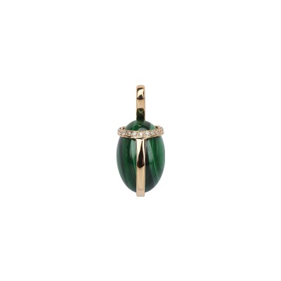 Pendentif Isabelle Langlois Khepri en or rose, malachite et diamant