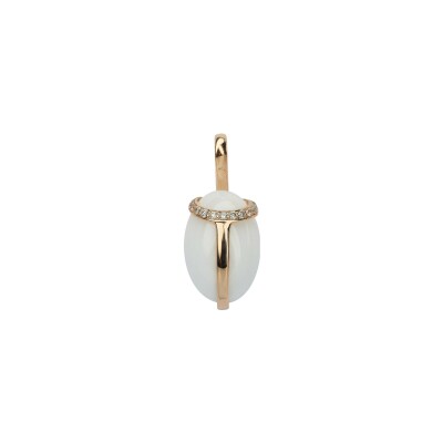 Pendentif Isabelle Langlois Khepri en or rose, agate blanche et diamant
