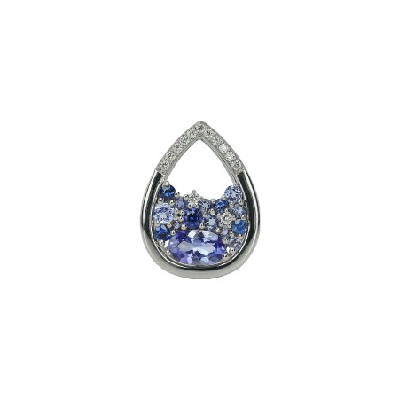 Pendentif Isabelle Langlois en or blanc, tanzanites, saphirs, iolites et diamants