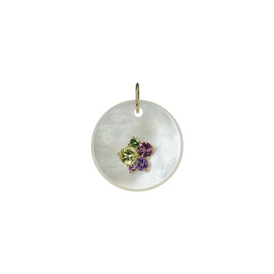 Pendentif Isabelle Langlois en or rose, péridot et rhodolite