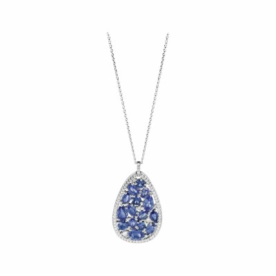 Collier Mosaïque en or blanc, saphirs et diamants