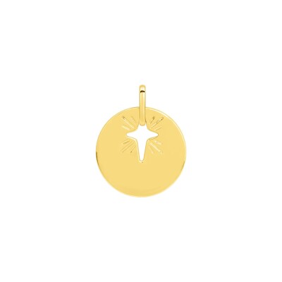 Pendentif jeton motif croix en or jaune
