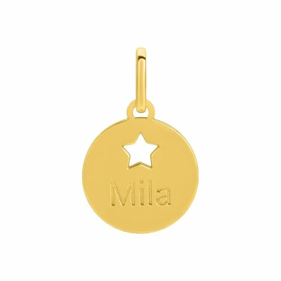 Pendentif jeton motif étoile en or jaune