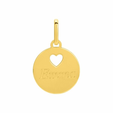 Pendentif jeton motif coeur en or jaune