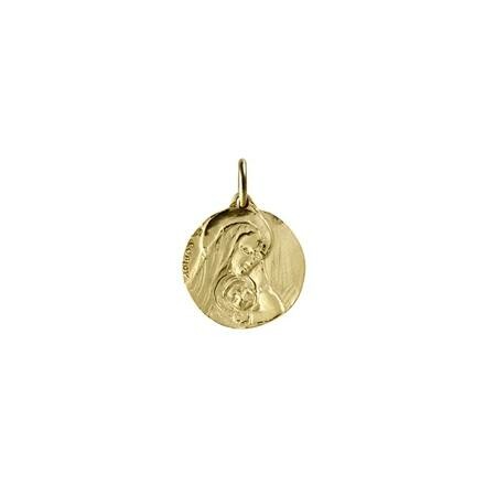 Médaille Mely Vierge à l'enfant en or jaune, 18mm