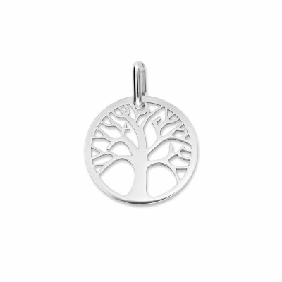 Médaille de baptême arbre de vie en or blanc