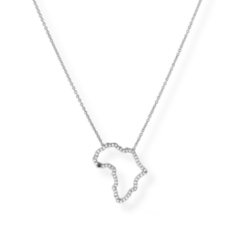 Collier Origine en or gris, diamant noir et diamants