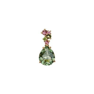 Pendentif Isabelle Langlois en or jaune, quartz, tourmaline et tsavorite