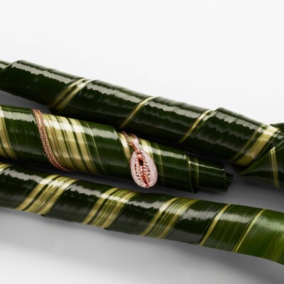 Collier Cauris en or rose pavé diamants