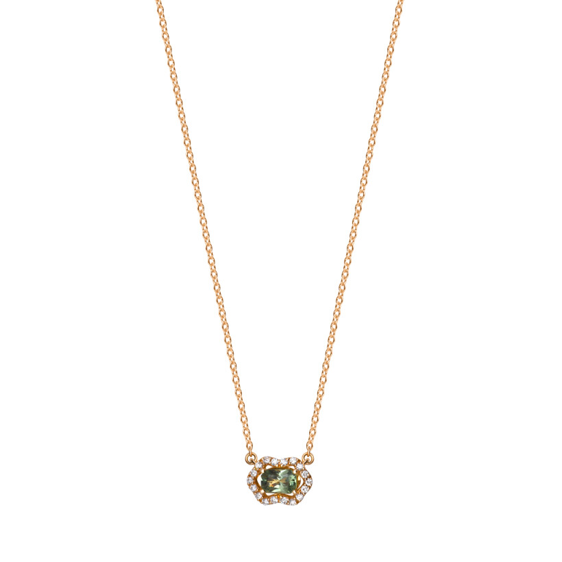 Pendentif New Miss en or rose, saphir vert et diamants