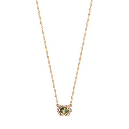 Pendentif New Miss en or rose, saphir vert et diamants