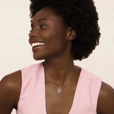 Collier or blanc et diamants